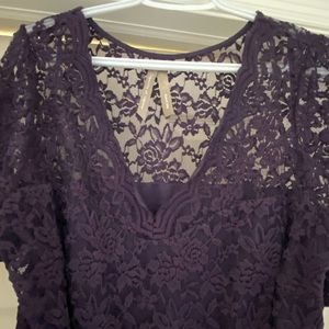 Deep Purple Lace Mid-length Dress
